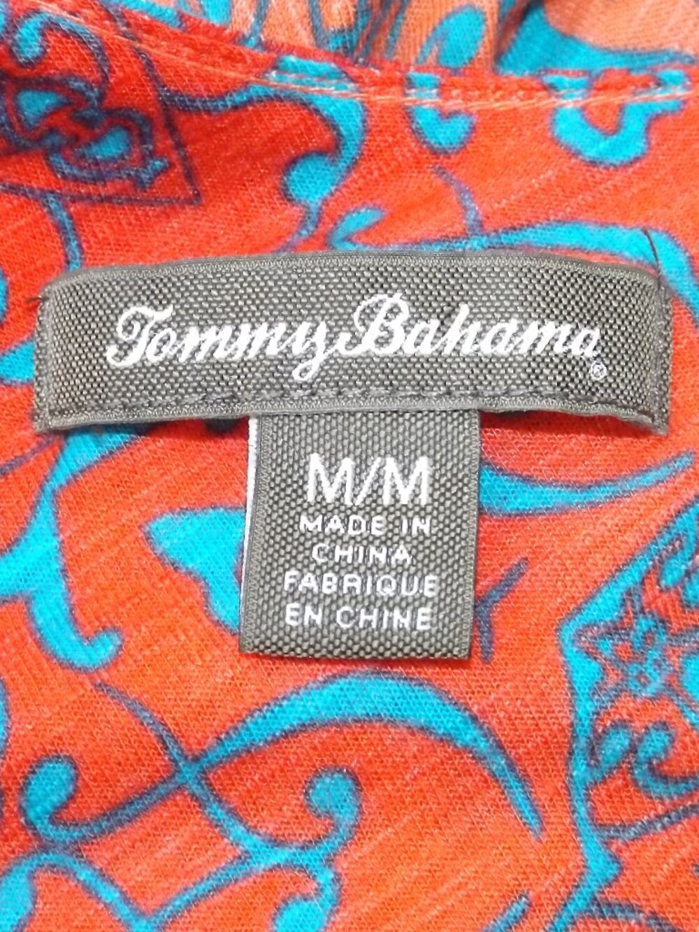 TOMMY BAHAMA Maxi Tank Dress, M, Red-Orange/Teal swirl pattern,Rayon, Scoop neck - Picture 10 of 12